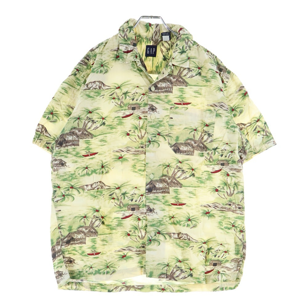 GAP(ギャップ) 90s VINTAGE 紺タグ ハワイアンシャツ オープンカラー ライトグリーン
