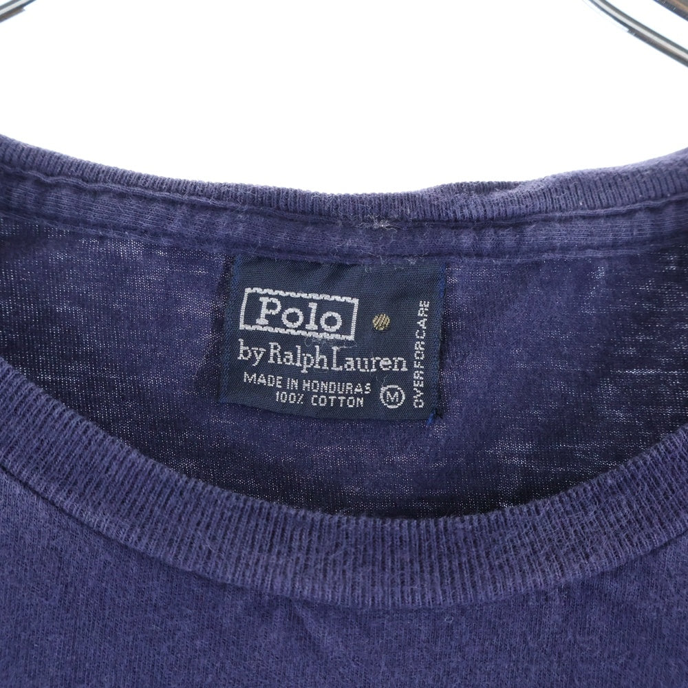 POLO RALPH LAUREN(ポロラルフローレン) 90s VINTAGE ワンポイント 胸ポケット 長袖Tシャツ ネイビー