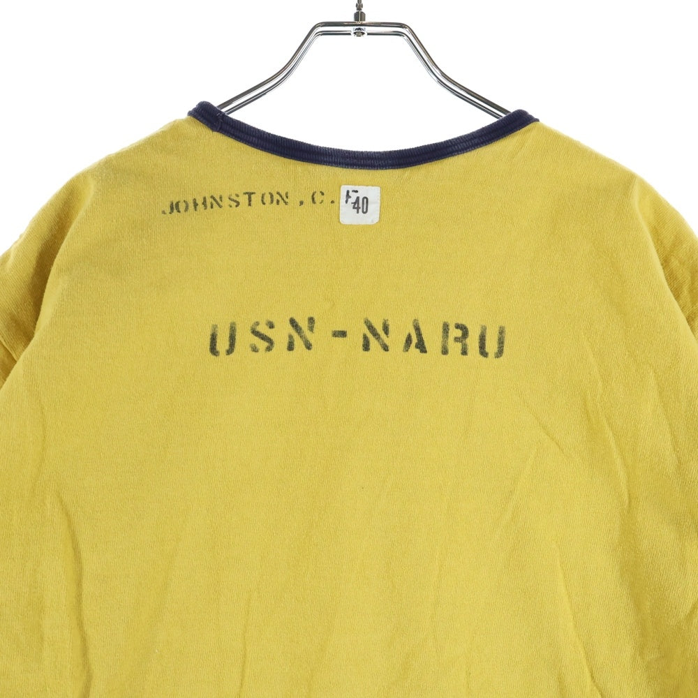 WAREHOUSE(ウェアハウス) USN-NARU リバーシブル Tシャツ ネイビー/イエロー
