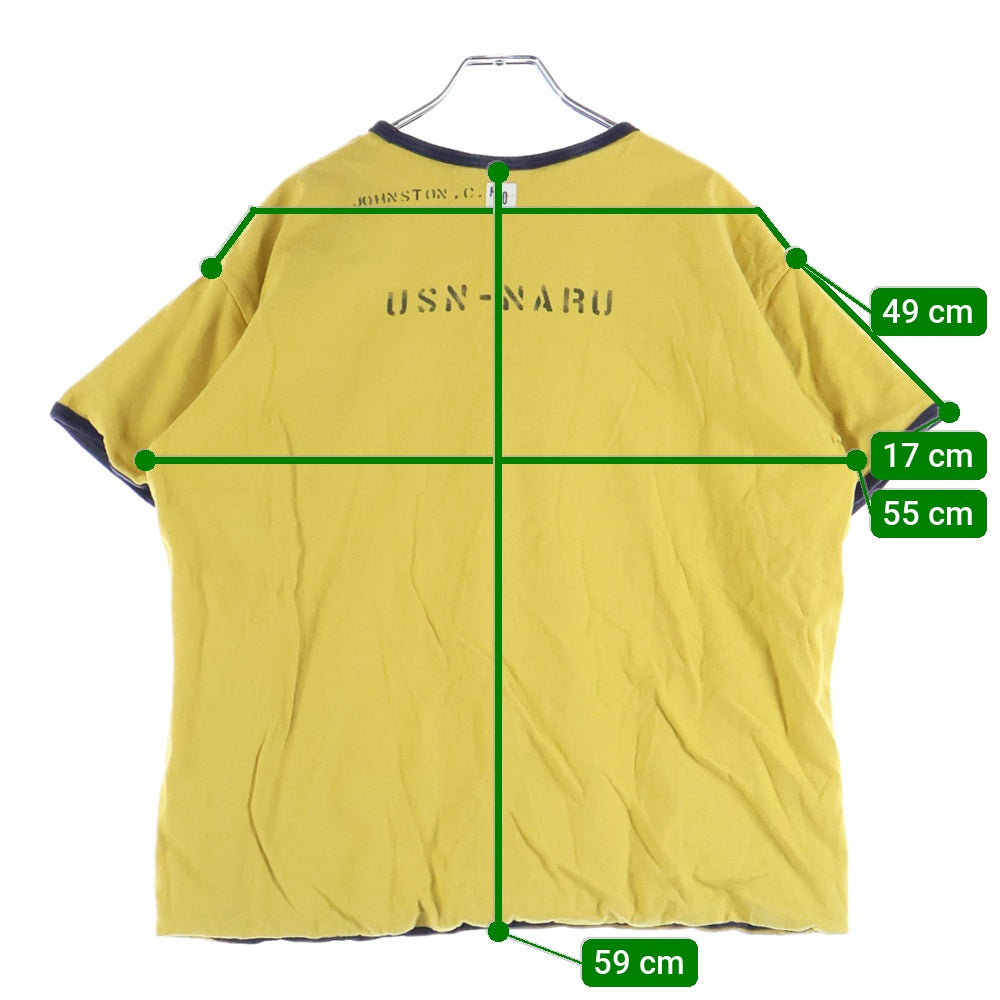 WAREHOUSE(ウェアハウス) USN-NARU リバーシブル Tシャツ ネイビー/イエロー