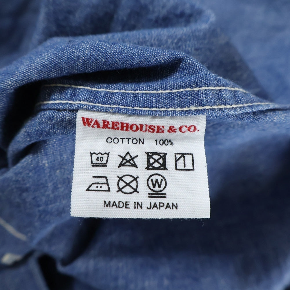 WAREHOUSE(ウェアハウス) シャンブレー ワークシャツ ブルー