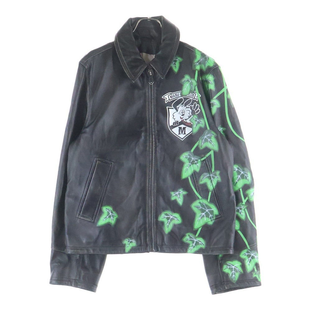 MASU(エムエーエスユー) 25SS ×VERDY M.B.C. LEATHER SPORTS JACKET BLACK ヴェルディ エムビーシー レザースポーツジャケット ブラック/グリーン M25K6BL009