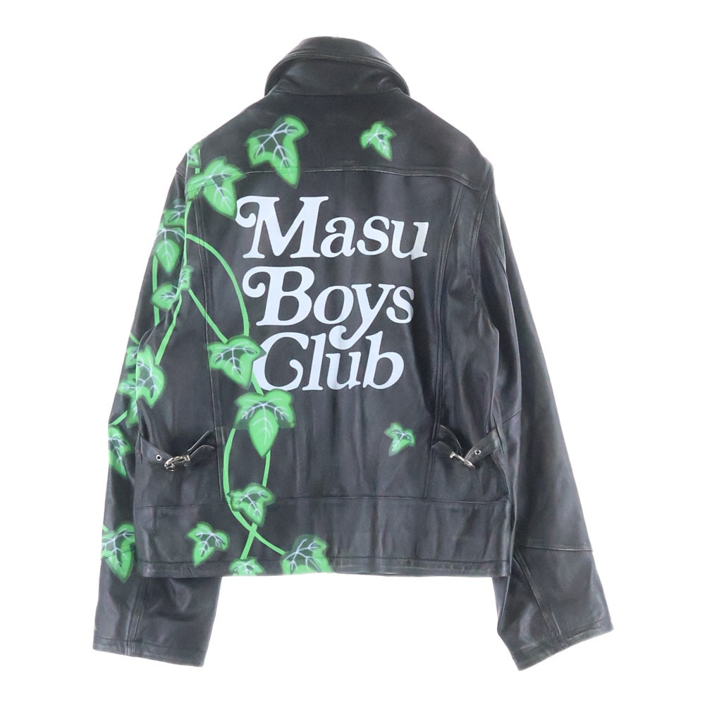 MASU(エムエーエスユー) 25SS ×VERDY M.B.C. LEATHER SPORTS JACKET BLACK ヴェルディ エムビーシー レザースポーツジャケット ブラック/グリーン M25K6BL009