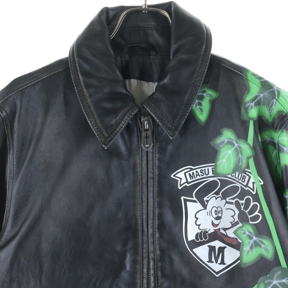 MASU(エムエーエスユー) 25SS ×VERDY M.B.C. LEATHER SPORTS JACKET BLACK ヴェルディ エムビーシー レザースポーツジャケット ブラック/グリーン M25K6BL009