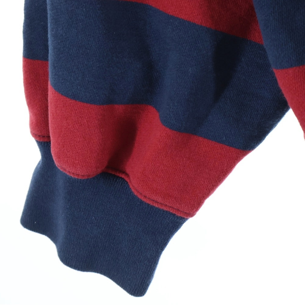 SUPREME(シュプリーム) 24AW ×MARTINE ROSE Hooded Sweatshirt マーティンローズ ボーダー 両面刺繍デザイン スウェット プルオーバーパーカー レッド/ネイビー