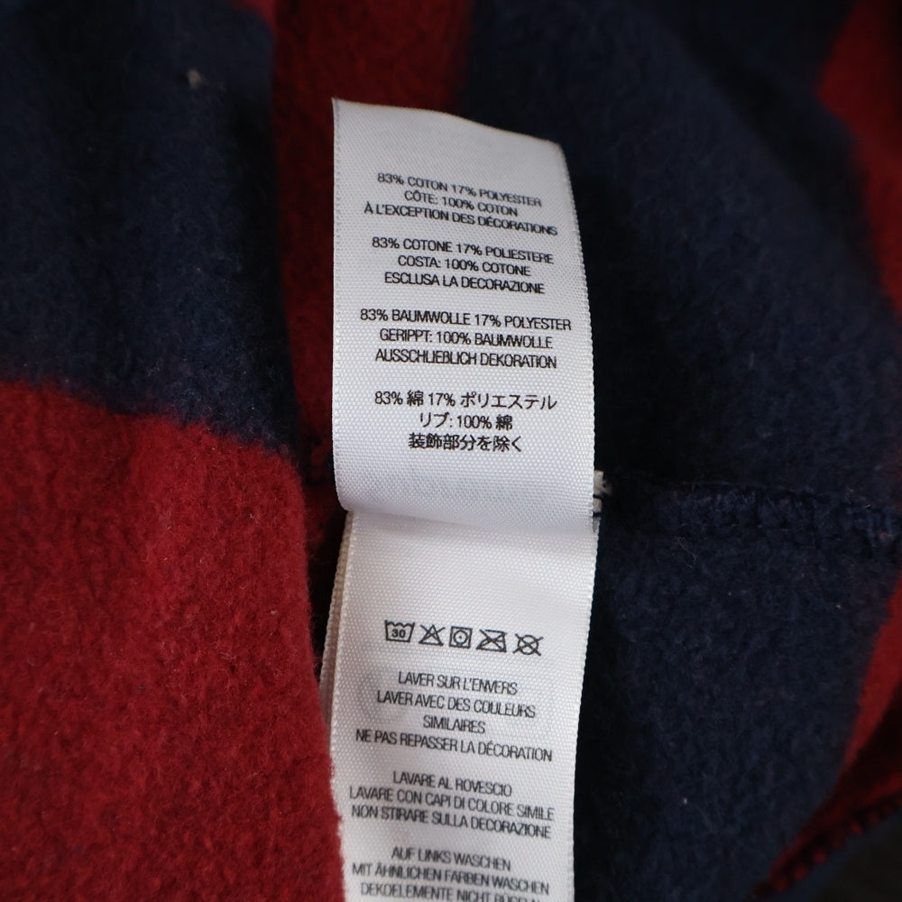 SUPREME(シュプリーム) 24AW ×MARTINE ROSE Hooded Sweatshirt マーティンローズ ボーダー 両面刺繍デザイン スウェット プルオーバーパーカー レッド/ネイビー