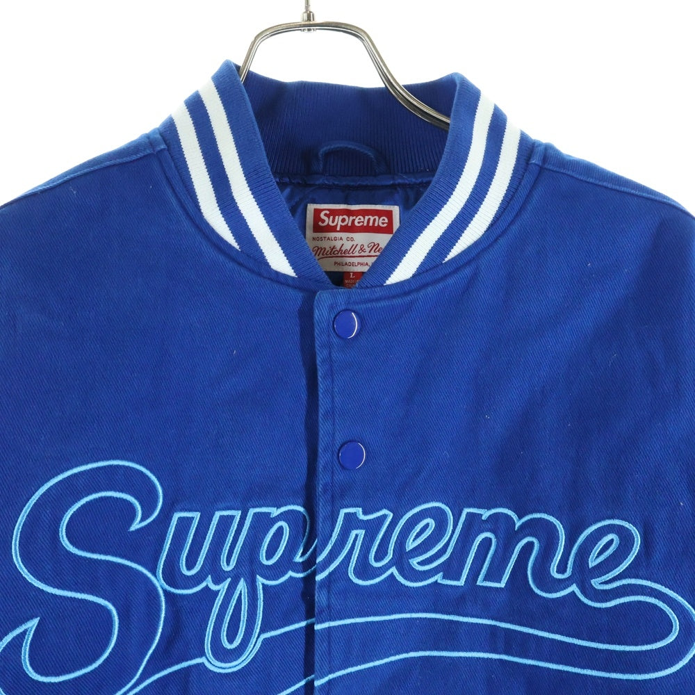 SUPREME(シュプリーム) 22AW ×Mitchell & Ness Doughboy Twill Varsity Jacket ミッチェル&ネス ドゥボーイ コットンツイル バーシティジャケット ブルゾン ブルー