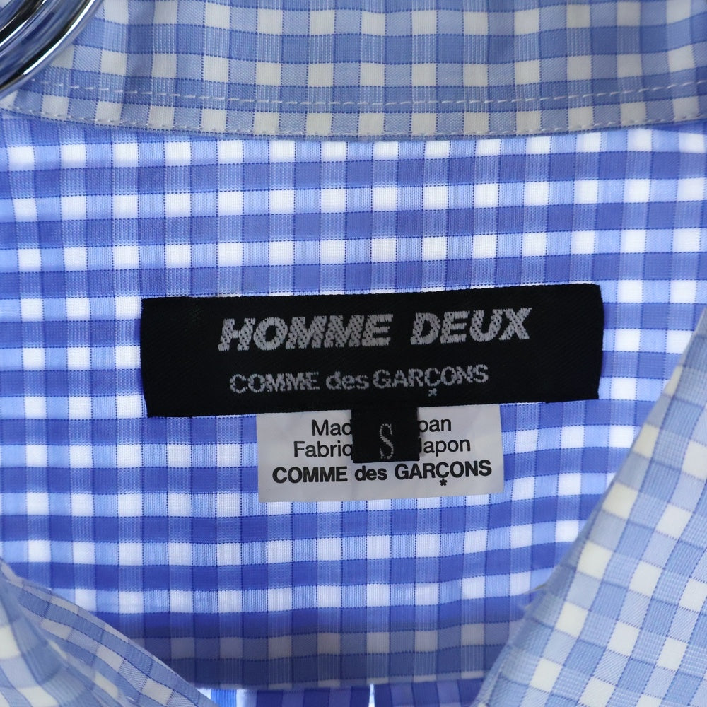 COMME des GARCONS HOMME DEUX(コムデギャルソン オムドゥ) 19AW AD2019 ドッキング ロングスリーブ ギンガムチェックシャツ ブルー/グレー DD-B030