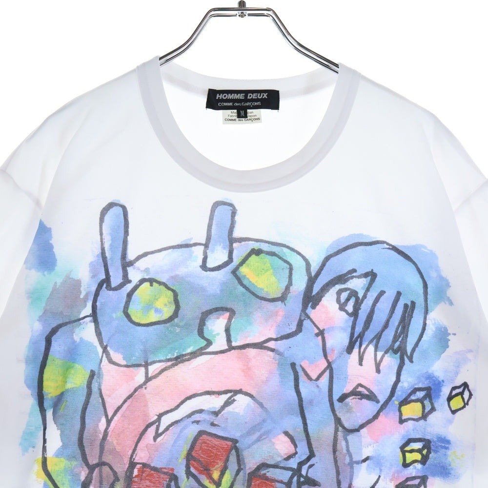 COMME des GARCONS HOMME DEUX(コムデギャルソン オムドゥ) 22SS AD2021 RAMUNTCHO MATTA ラムンショー マッタ フロントプリント クルーネック半袖Tシャツ カットソー ホワイト DI-T006