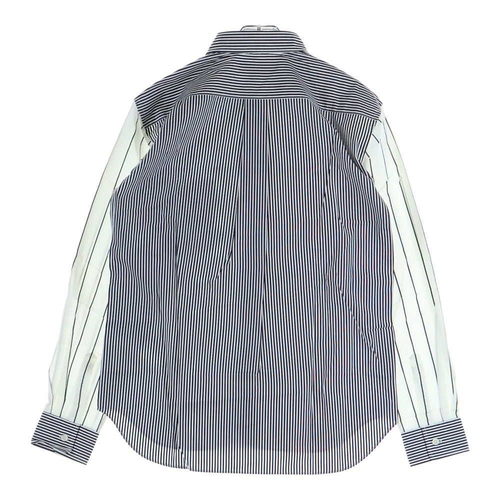 COMME des GARCONS HOMME DEUX(コムデギャルソン オムドゥ) 20AW AD2020 袖切り替え ロングスリーブ ストライプシャツ ホワイト/ブラック DF-B047