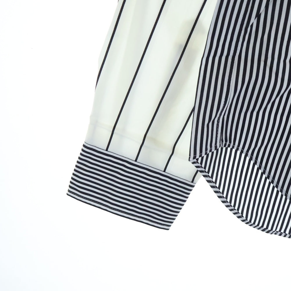 COMME des GARCONS HOMME DEUX(コムデギャルソン オムドゥ) 20AW AD2020 袖切り替え ロングスリーブ ストライプシャツ ホワイト/ブラック DF-B047