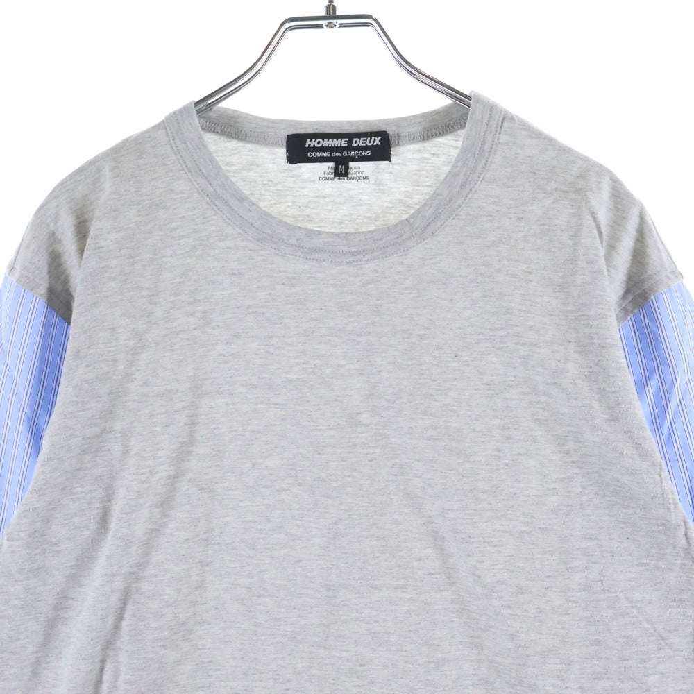COMME des GARCONS HOMME DEUX(コムデギャルソン オムドゥ) 23AW AD2023 袖切り替え クルーネック長袖Tシャツ カットソー グレー/ブルー DL-T003