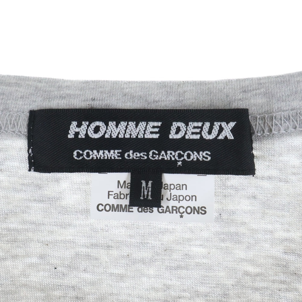 COMME des GARCONS HOMME DEUX(コムデギャルソン オムドゥ) 23AW AD2023 袖切り替え クルーネック長袖Tシャツ カットソー グレー/ブルー DL-T003