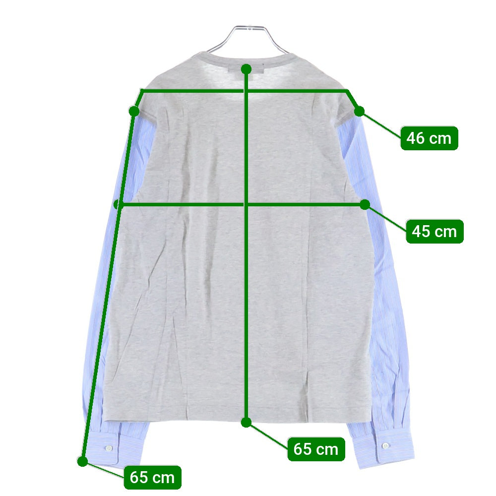 COMME des GARCONS HOMME DEUX(コムデギャルソン オムドゥ) 23AW AD2023 袖切り替え クルーネック長袖Tシャツ カットソー グレー/ブルー DL-T003