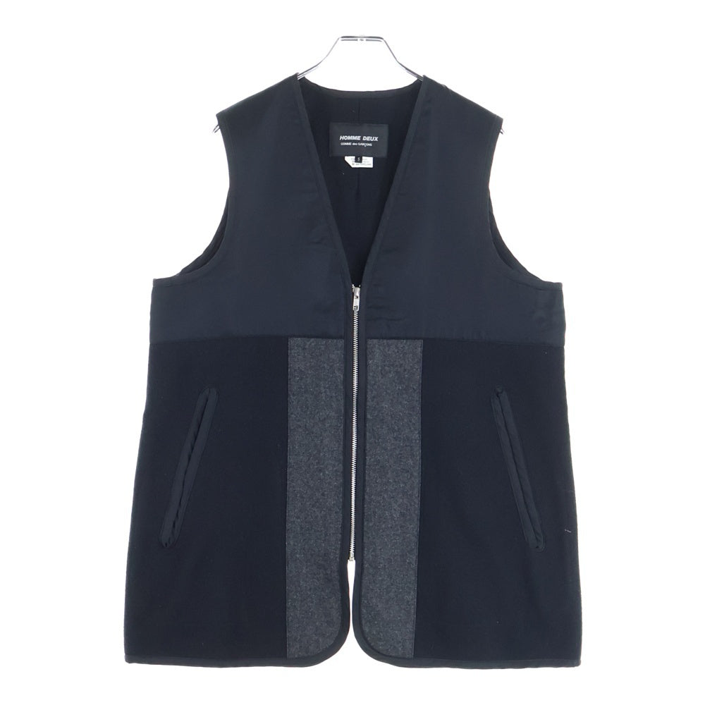 COMME des GARCONS HOMME DEUX(コムデギャルソン オムドゥ) 18AW AD2018 ウール切り替え ジップアップナイロンベスト ブラック DB-C004
