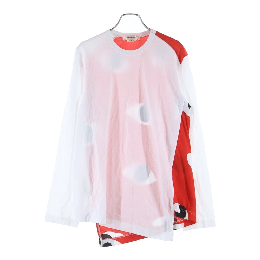 COMME des GARCONS(コムデギャルソン) 21SS AD2020 アシンメトリー クルーネック長袖Tシャツ カットソー ホワイト/レッド GG-T036