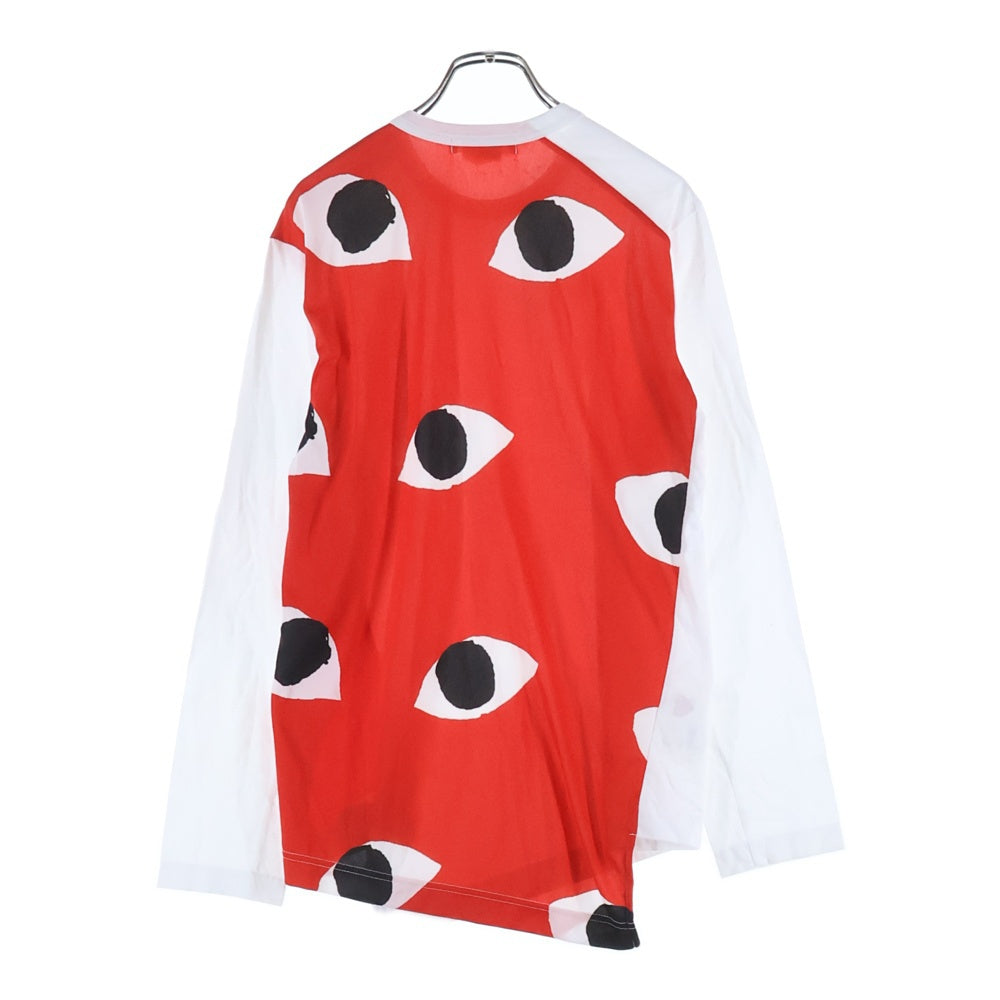 COMME des GARCONS(コムデギャルソン) 21SS AD2020 アシンメトリー クルーネック長袖Tシャツ カットソー ホワイト/レッド GG-T036