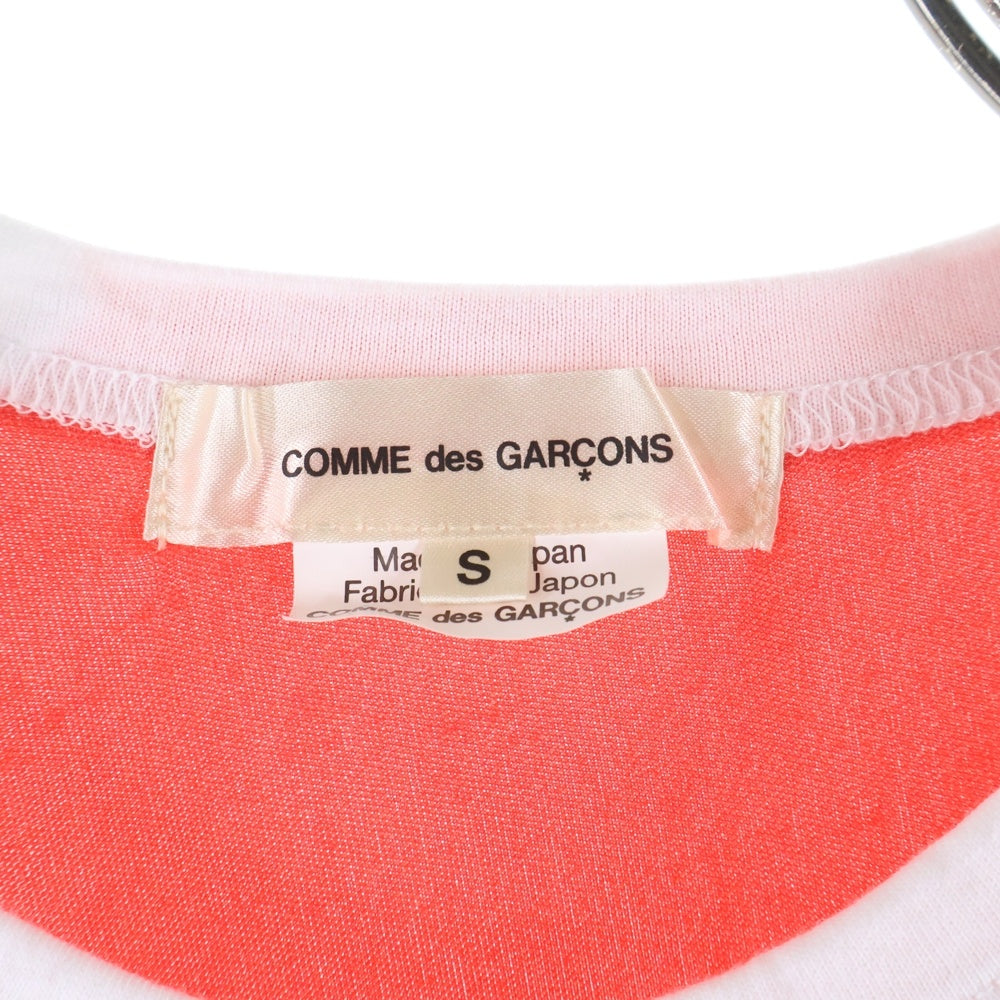 COMME des GARCONS(コムデギャルソン) 21SS AD2020 アシンメトリー クルーネック長袖Tシャツ カットソー ホワイト/レッド GG-T036