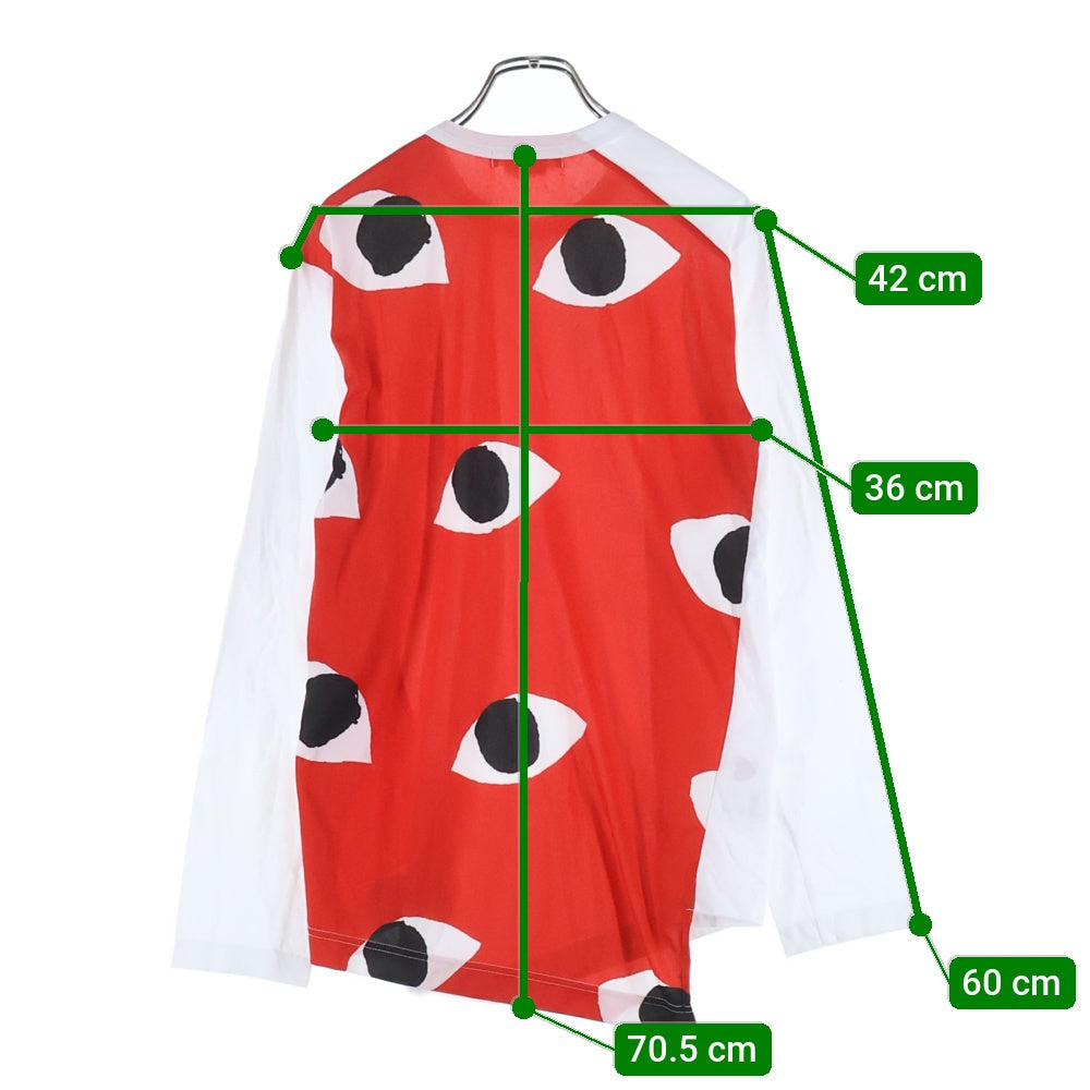 COMME des GARCONS(コムデギャルソン) 21SS AD2020 アシンメトリー クルーネック長袖Tシャツ カットソー ホワイト/レッド GG-T036