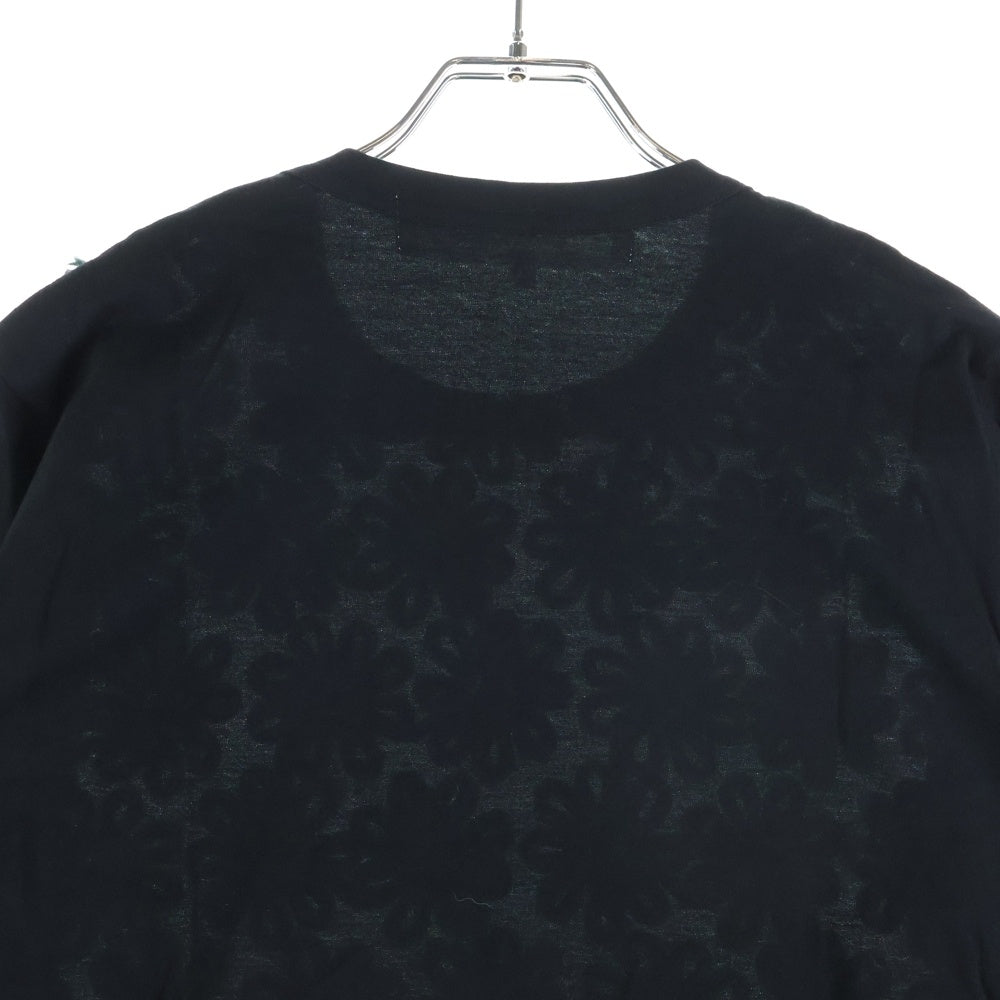 TAO COMME des GARCONS(タオコムデギャルソン) 24AW AD2024 花刺繍 クルーネック半袖Tシャツ カットソー レディース ブラック TN-T005