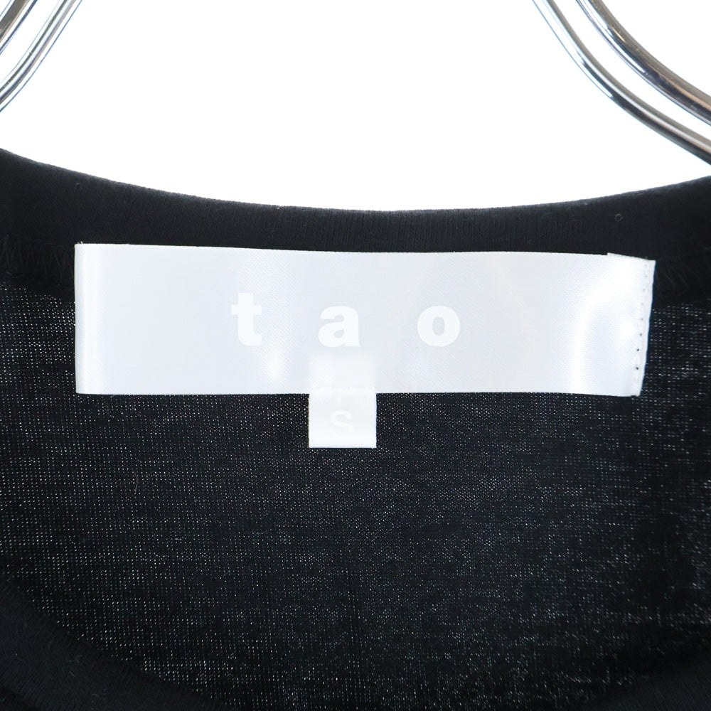 TAO COMME des GARCONS(タオコムデギャルソン) 24AW AD2024 花刺繍 クルーネック半袖Tシャツ カットソー レディース ブラック TN-T005