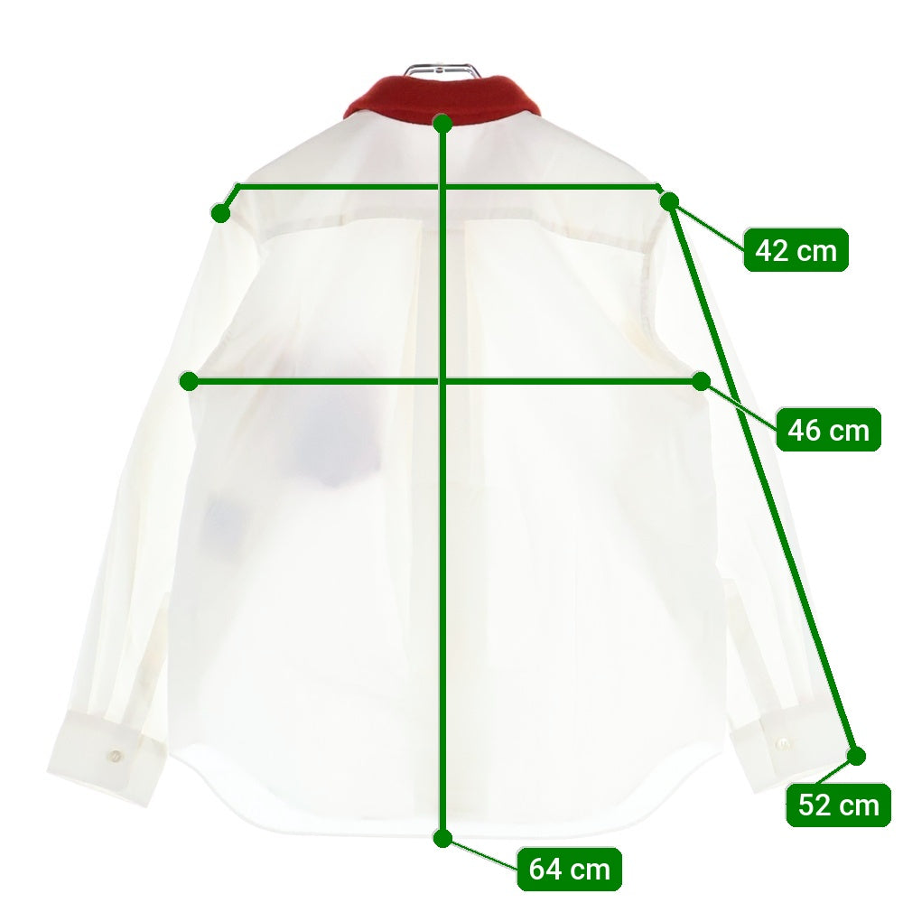 TAO COMME des GARCONS(タオコムデギャルソン) 23AW AD2023 ウール切り替え ロングスリーブ コットンシャツ レディース ホワイト/レッド TL-B010