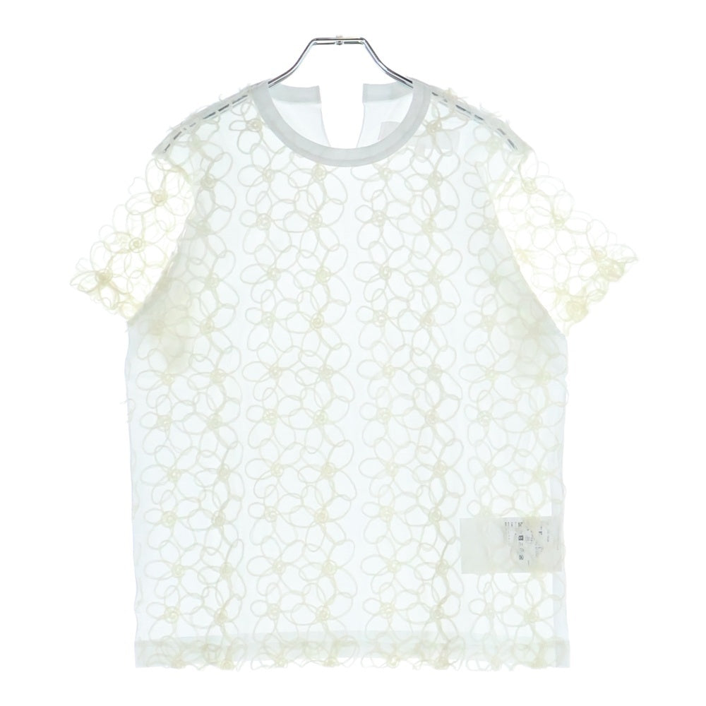 TAO COMME des GARCONS(タオコムデギャルソン) 24AW AD2024 ドッキング クルーネック半袖Tシャツ カットソー レディース ホワイト TN-T006