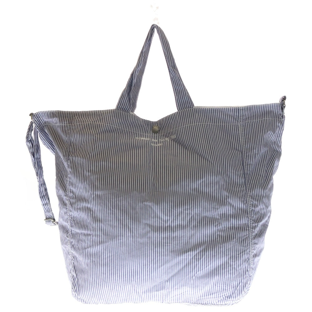 COMME des GARCONS HOMME(コムデギャルソンオム) 24SS ロゴ刺繍 ストライプ 2WAY トートバッグ ショルダーバッグ ブルー/ホワイト HM-K 204 レディース