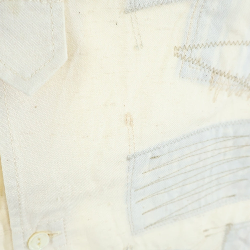 COMME des GARCONS JUNYA WATANABE MAN(コムデギャルソンジュンヤワタナベマン) 20SS AD2019 パッチワーク刺繍加工 半袖コットンシャツ ホワイト WE-B012