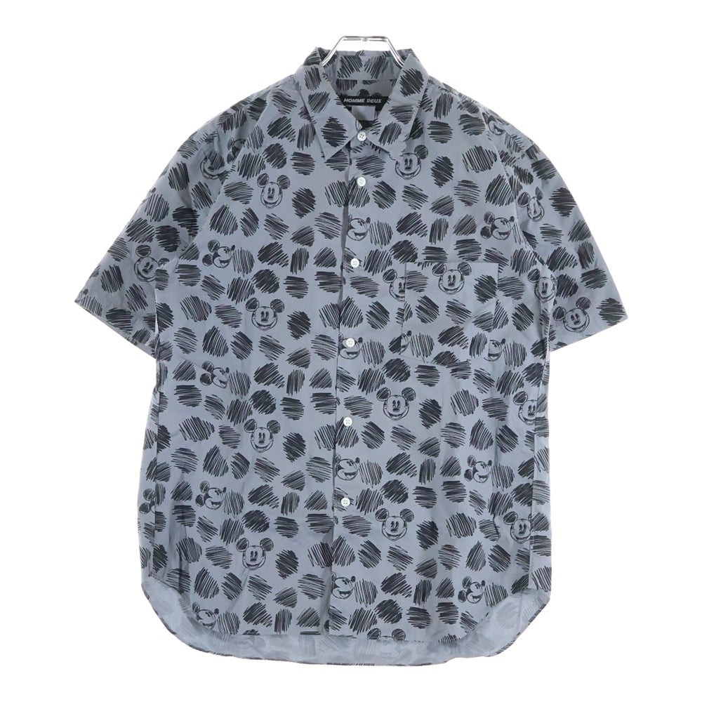 COMME des GARCONS HOMME DEUX(コムデギャルソン オムドゥ) 22SS AD2021 DISNEY ディズニー ミッキー総柄 半袖ボタンシャツ グレー DI-B037