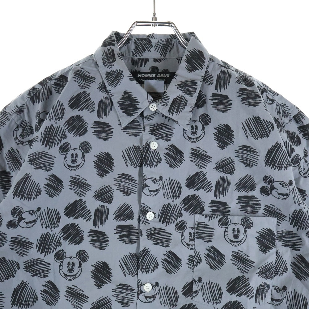 COMME des GARCONS HOMME DEUX(コムデギャルソン オムドゥ) 22SS AD2021 DISNEY ディズニー ミッキー総柄 半袖ボタンシャツ グレー DI-B037