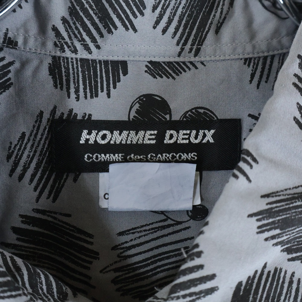 COMME des GARCONS HOMME DEUX(コムデギャルソン オムドゥ) 22SS AD2021 DISNEY ディズニー ミッキー総柄 半袖ボタンシャツ グレー DI-B037