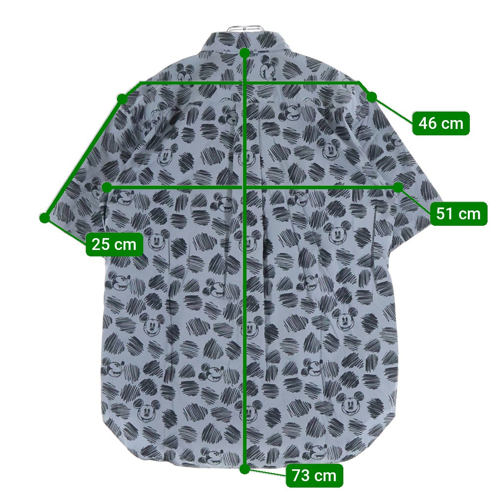 COMME des GARCONS HOMME DEUX(コムデギャルソン オムドゥ) 22SS AD2021 DISNEY ディズニー ミッキー総柄 半袖ボタンシャツ グレー DI-B037