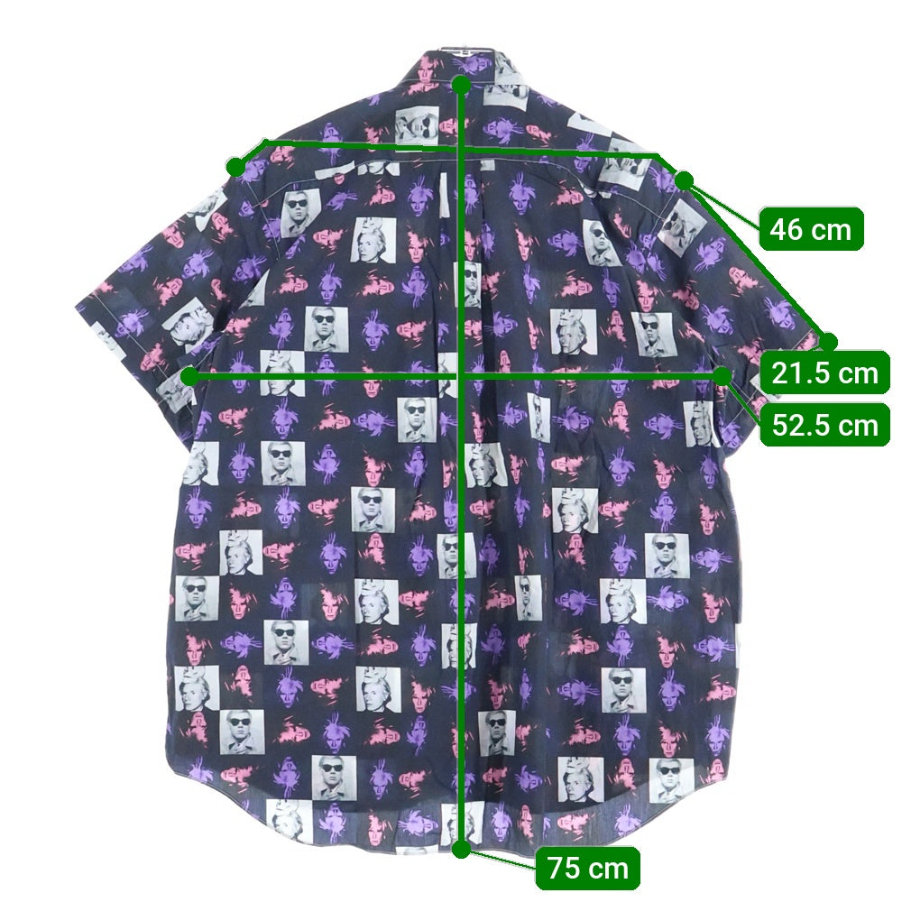 COMME des GARCONS SHIRT(コムデギャルソンシャツ) 24SS ANDY WARHOL アンディウォーホル フォト総柄プリント 半袖ボタンシャツ ブラック/パープル FM-B002