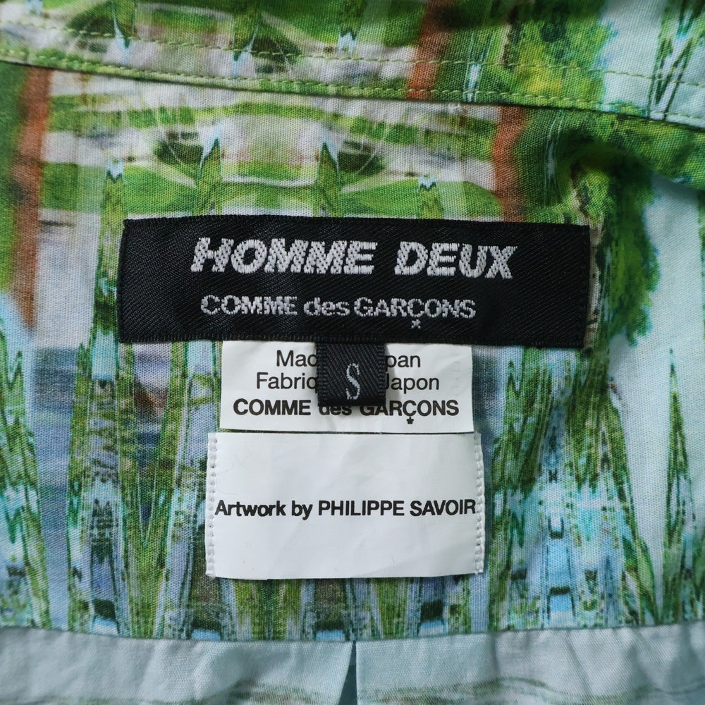COMME des GARCONS HOMME DEUX(コムデギャルソン オムドゥ) 21SS AD2020 グラフィックアート コットン 半袖シャツ ブルー/グリーン DG-B040