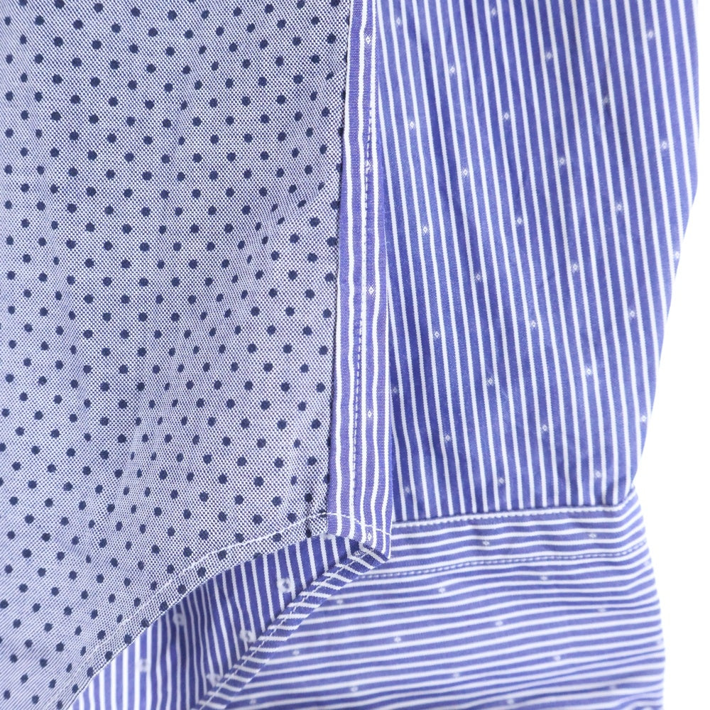COMME des GARCONS HOMME(コムデギャルソンオム) 19SS AD2018 ストライプ切り替え ポルカドット 長袖シャツ ブルー HC-B011