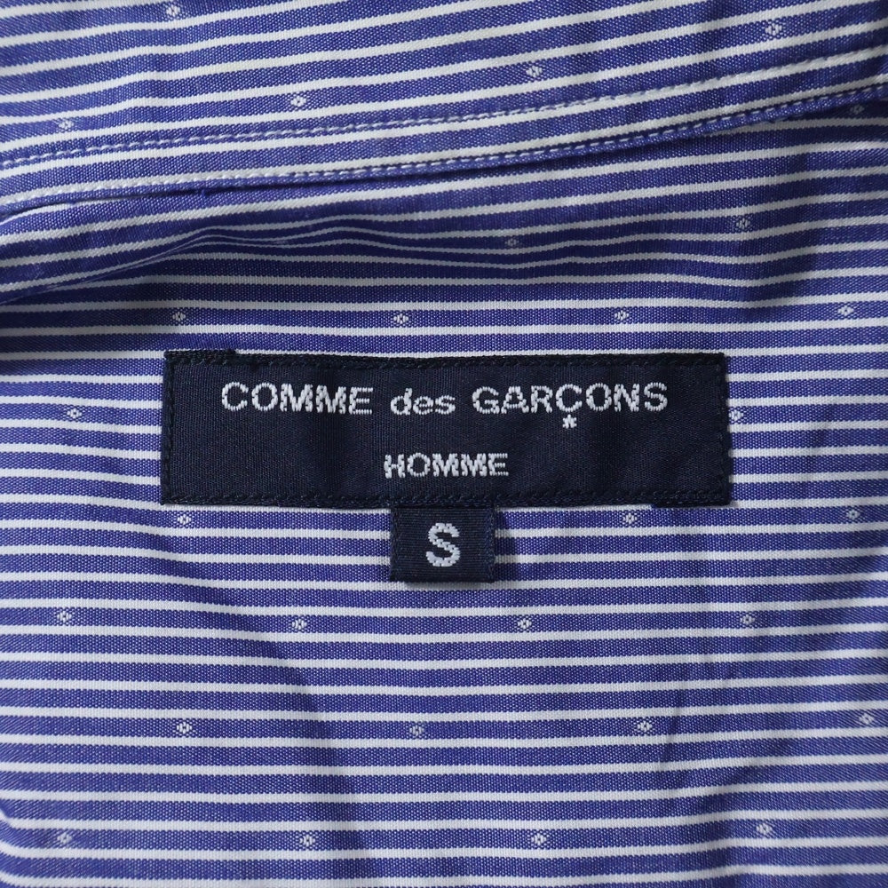 COMME des GARCONS HOMME(コムデギャルソンオム) 19SS AD2018 ストライプ切り替え ポルカドット 長袖シャツ ブルー HC-B011