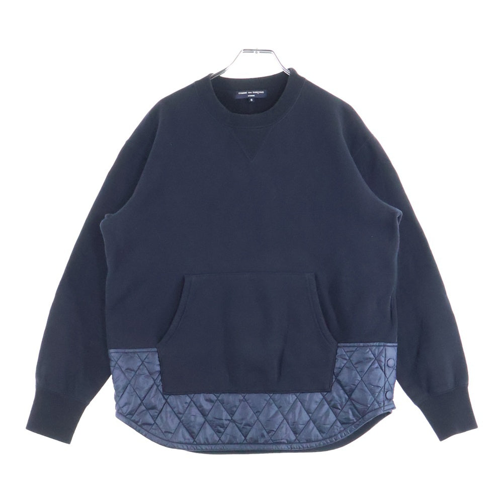 COMME des GARCONS HOMME(コムデギャルソンオム) 20AW AD2020 キルティング切り替え クルーネックスウェットトレーナー ネイビー HF-T024