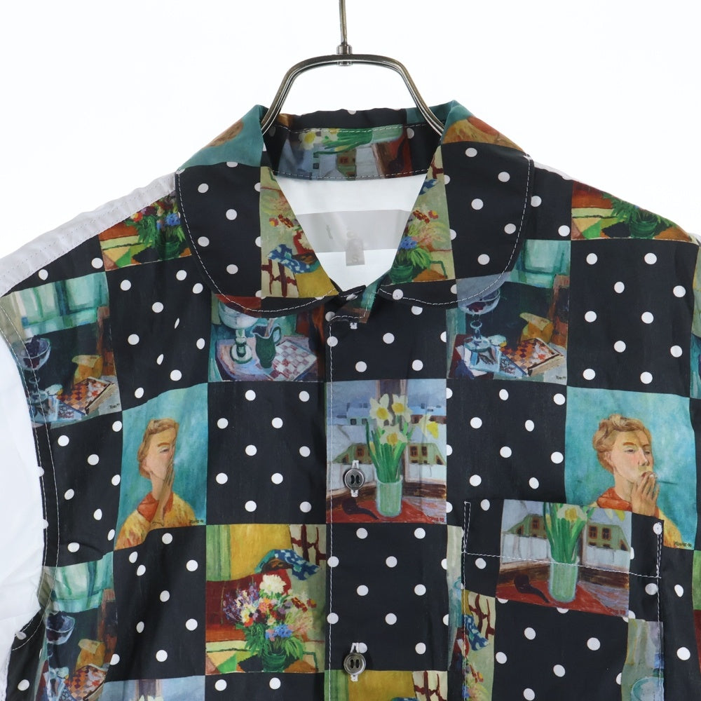 TAO COMME des GARCONS(タオコムデギャルソン) 25SS AD2024 ポルカドット アートデザイン コットン半袖シャツ マルチカラー TO-B018