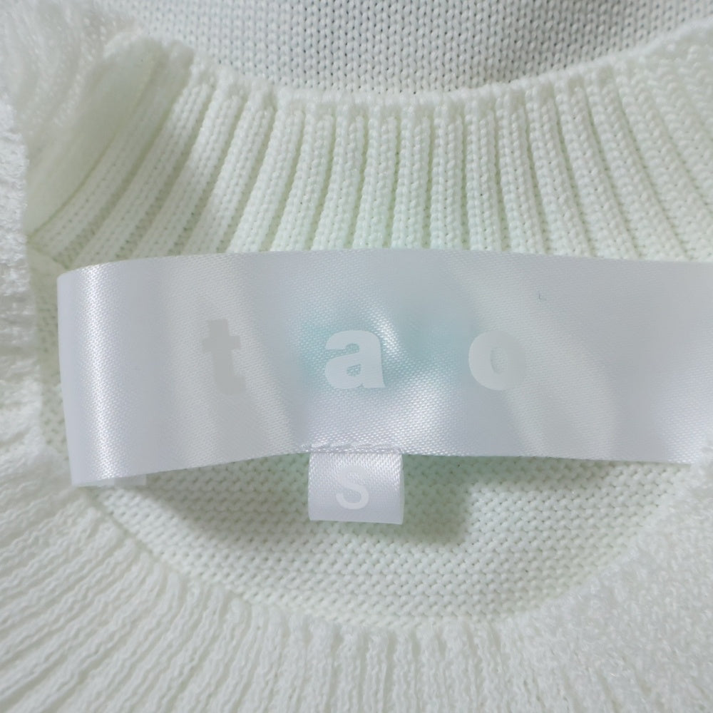 TAO COMME des GARCONS(タオコムデギャルソン) 25SS AD2024 フロントデザイン ウール混 クルーネック半袖ニットTシャツ カットソー ホワイト TO-N012