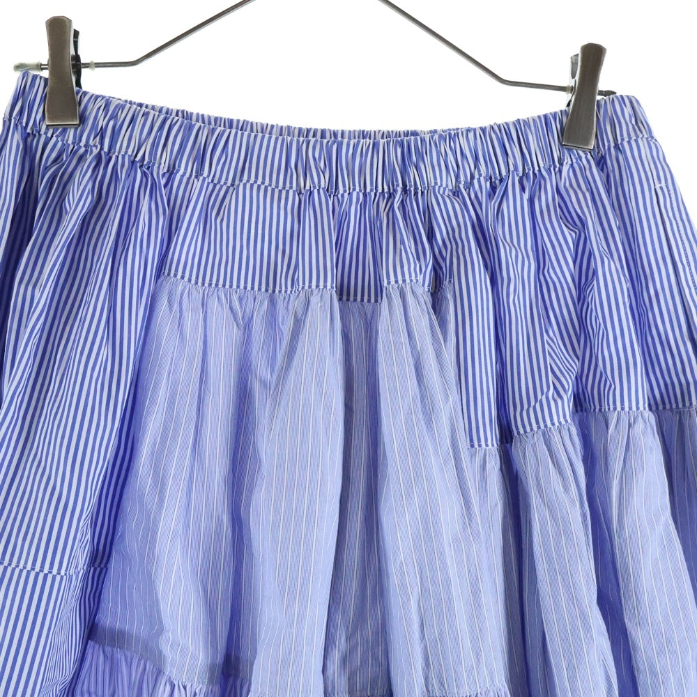 TAO COMME des GARCONS(タオコムデギャルソン) 25SS AD2024 ストライプ イージーフレアロングスカート レディース ブルー/ホワイト TO-S029