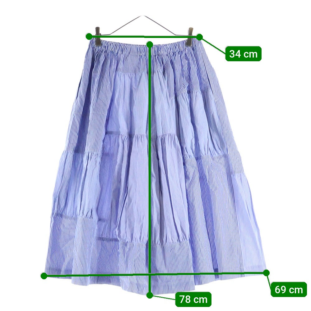 TAO COMME des GARCONS(タオコムデギャルソン) 25SS AD2024 ストライプ イージーフレアロングスカート レディース ブルー/ホワイト TO-S029