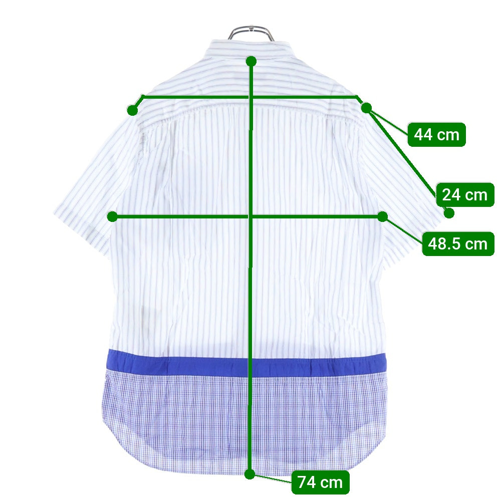 COMME des GARCONS HOMME(コムデギャルソンオム) 21SS AD2020 チェックドッキング ショートスリーブ ストライプシャツ ブルー/ホワイト HG-B032