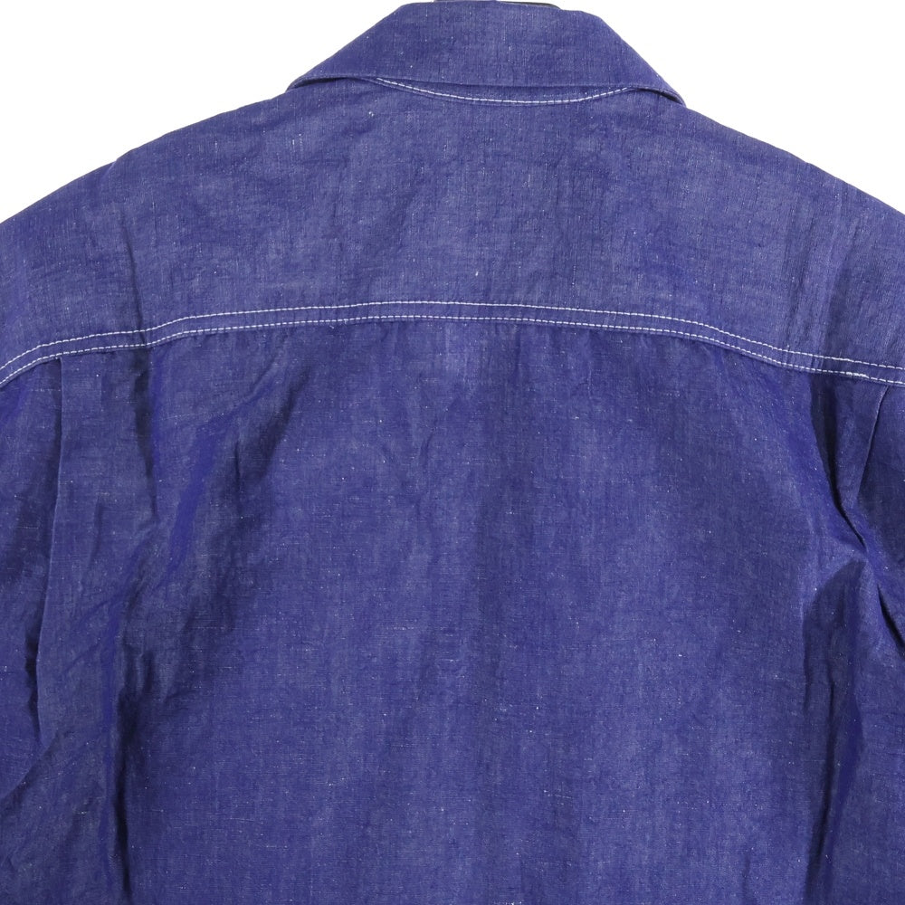 COMME des GARCONS HOMME(コムデギャルソンオム) 22SS AD2021 半袖リネンオープンカラーシャツ インディゴ HI-B024