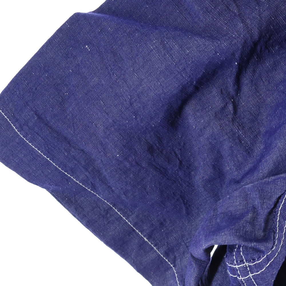 COMME des GARCONS HOMME(コムデギャルソンオム) 22SS AD2021 半袖リネンオープンカラーシャツ インディゴ HI-B024