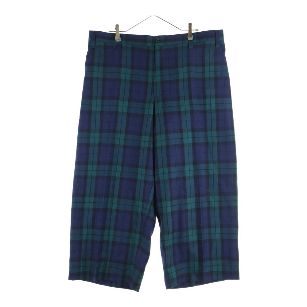 TAO COMME des GARCONS(タオコムデギャルソン) 23AW AD2023 タータンチェック ワイドウールパンツ ブルー/グリーン TL-P006