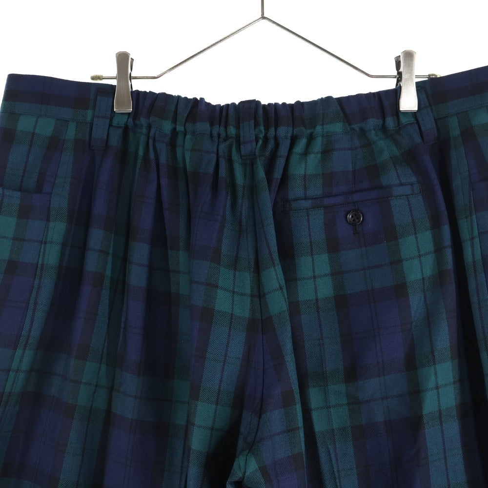 TAO COMME des GARCONS(タオコムデギャルソン) 23AW AD2023 タータンチェック ワイドウールパンツ ブルー/グリーン TL-P006