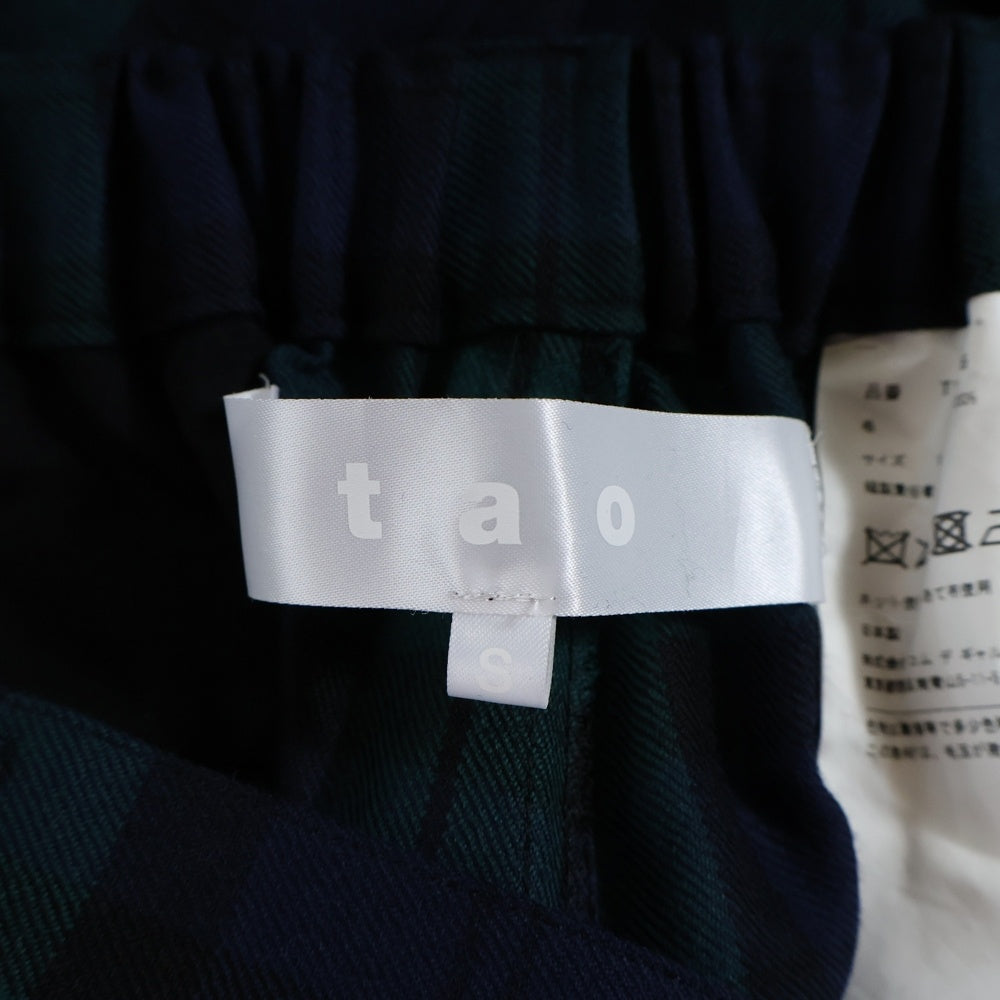 TAO COMME des GARCONS(タオコムデギャルソン) 23AW AD2023 タータンチェック ワイドウールパンツ ブルー/グリーン TL-P006