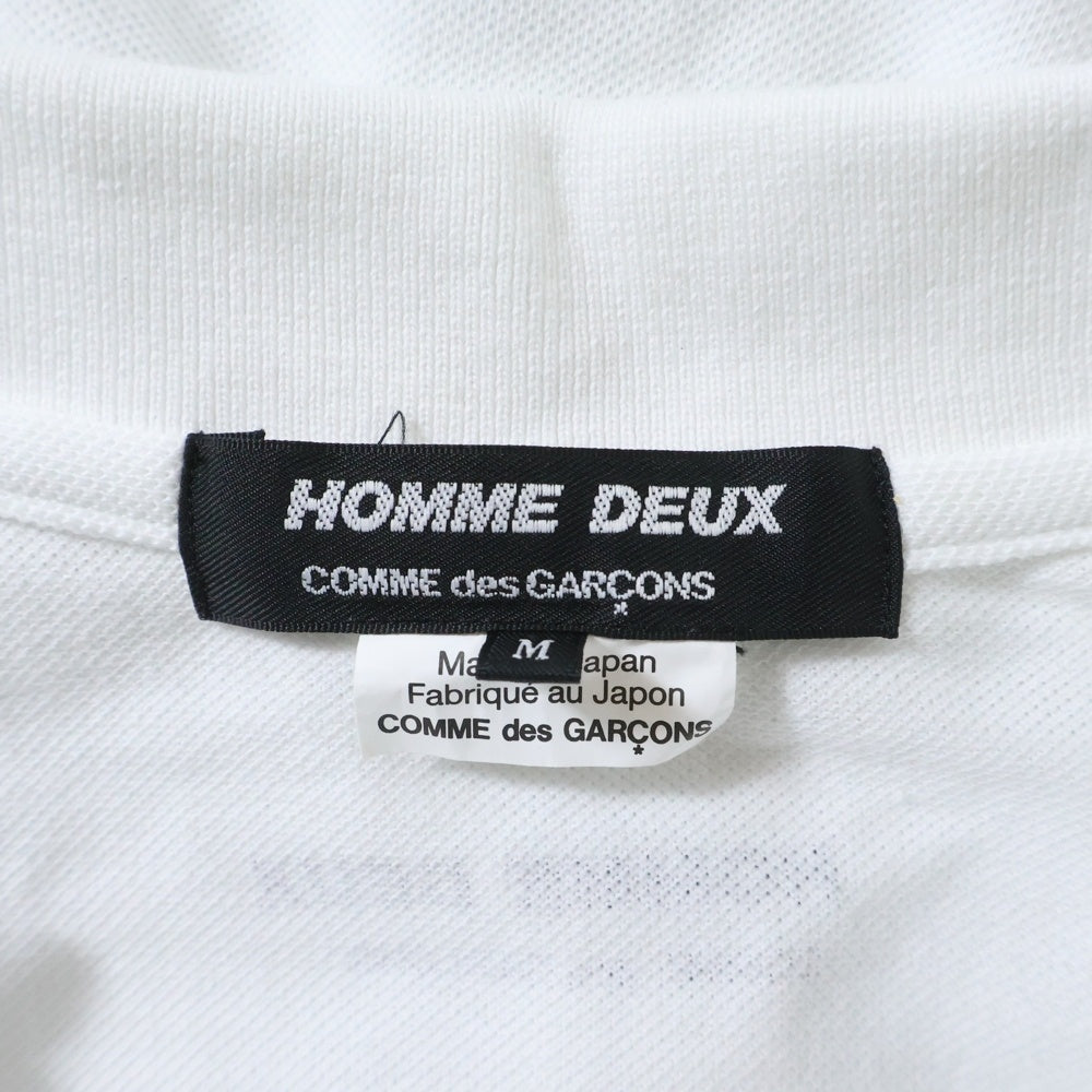 COMME des GARCONS HOMME DEUX(コムデギャルソン オムドゥ) 25SS AD2024 バックロゴ コットン 半袖ポロシャツ ホワイト DO-T006