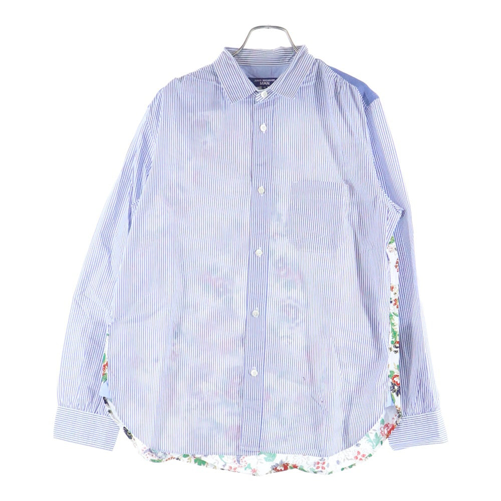 COMME des GARCONS JUNYA WATANABE MAN(コムデギャルソンジュンヤワタナベマン) 22SS AD2021 ページリー 切替 ストライプ 長袖 シャツ ブルー WI-B003